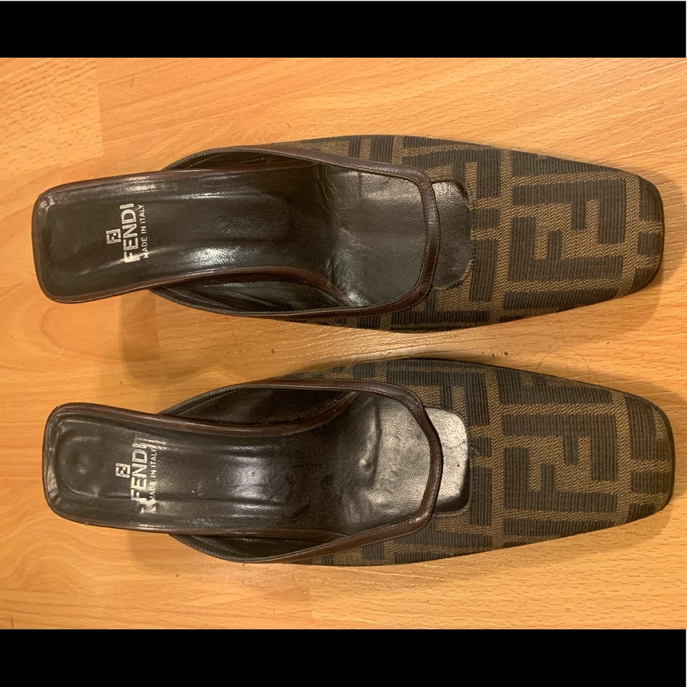 Fendi Zucca Mule with leather trim